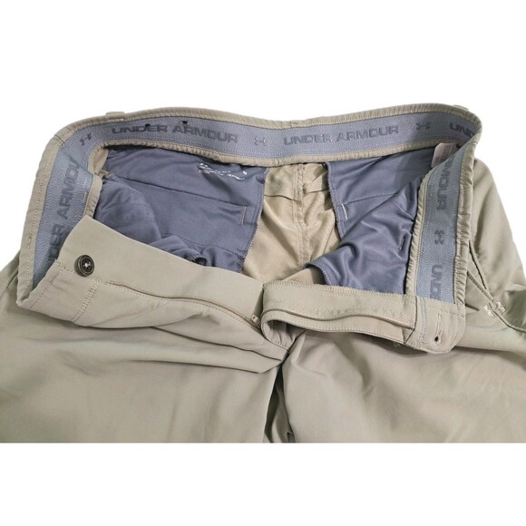 Under Armour Khaki Shorts Mens 36 Loose Heatgear Performance Golf Dress Chinos - Picture 3 of 10